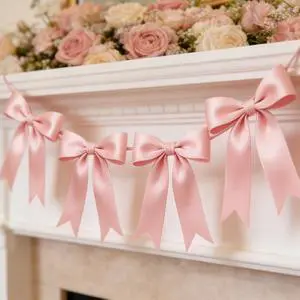 1 String Pink Bow Garland Banner Decorations, Pre-Strung Satin Ribbon Bows for Birthday, Baby Shower, Bridal Shower, Coquette Girls Room, Bow Themed Party, Wedding, Christmas Tree Decorations 1 String Pink Bow Garland Banner Decorations, Pre-Strung Satin Ribbon Bows for Birthday, Baby Shower, Bridal Shower, Coquette Girls Room, Bow Themed Party, Wedding, Christmas Tree Decorations