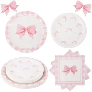 60PCS Pink Bow Birthday Party Supplies Serve 20,Conquette Birthday Paper Plates and Napkins Kit for Girl Bachelorette Party,Bridal Engagement Party Decorations 60PCS Pink Bow Birthday Party Supplies Serve 20,Conquette Birthday Paper Plates and Napkins Kit for Girl Bachelorette Party,Bridal Engagement Party Decorations