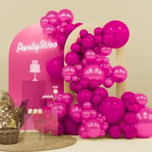 Hot Pink Balloons 140pcs Different Sizes of 18 12 10 5 Inch Metallic Pink Magenta Fuchsia Balloon Arch Kit for Engagement Bachelorette Baby Shower Anniversary Birthday Party Decorations Hot Pink Balloons 140pcs Different Sizes of 18 12 10 5 Inch Metallic Pink Magenta Fuchsia Balloon Arch Kit for Engagement Bachelorette Baby Shower Anniversary Birthday Party Decorations