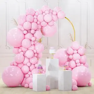 Pink Balloons 140 pcs Different Sizes of 18 12 10 5 Inch Pastel Pink Balloons Arch Kit Garland for Baby Shower Gender Reveal Birthday Bridal Shower Princess Party Decorations Pink-Q05 Pink Balloons 140 pcs Different Sizes of 18 12 10 5 Inch Pastel Pink Balloons Arch Kit Garland for Baby Shower Gender Reveal Birthday Bridal Shower Princess Party Decorations Pink-Q05