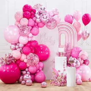 Hot Pink Balloon Arch Kit Garland 142pcs Different Sizes of 18 12 10 5 Inch Magenta Fuchsia Light Baby Pastel Pale Pearl Metallic Pink Balloons for Baby Shower Birthday Party Decorations Hot Pink Balloon Arch Kit Garland 142pcs Different Sizes of 18 12 10 5 Inch Magenta Fuchsia Light Baby Pastel Pale Pearl Metallic Pink Balloons for Baby Shower Birthday Party Decorations