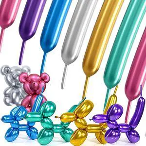 Metallic 260 Balloons 100PCS Multicolored Latex Long Shiny Balloon to Twisting Flowers Animals for Birthday Party Anniversary Wedding or Other Party Events and Festivals Metallic 260 Balloons 100PCS Multicolored Latex Long Shiny Balloon to Twisting Flowers Animals for Birthday Party Anniversary Wedding or Other Party Events and Festivals