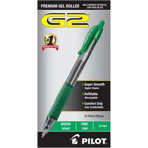 G2 Premium Gel Roller Pens, Fine Point 0.7 mm, Green Ink Pens Fine Point, Pack of 12 - Ideal for School, Journaling, and Office Writing G2 Premium Gel Roller Pens, Fine Point 0.7 mm, Green Ink Pens Fine Point, Pack of 12 - Ideal for School, Journaling, and Office Writing