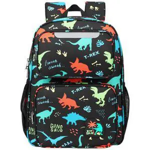 Kids Backpack for Boys Kindergarten - 15 Inch Sturdy School Bookbag Fits Folder, Dinosaur Backpack for Kids 4-7 with Leakproof Insulated Pocket for Lunch and Snacks, Black Kids Backpack for Boys Kindergarten - 15 Inch Sturdy School Bookbag Fits Folder, Dinosaur Backpack for Kids 4-7 with Leakproof Insulated Pocket for Lunch and Snacks, Black
