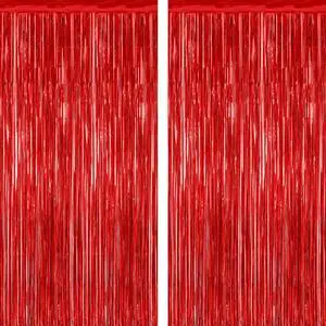 2 Pack Red Foil Curtain Backdrop Birthday Party Decorations 2 Pack Red Foil Curtain Backdrop Birthday Party Decorations