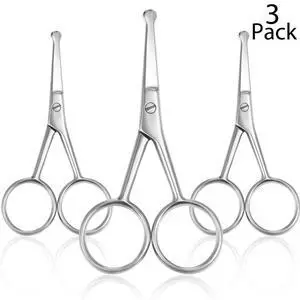 3 Pieces Nose Hair Scissors Rounded Tip Scissors Facial Hair Trimming Stainless Steel Blunt Tip Trimmer for Eyebrows, Nose, Moustache, Beard, Grooming (Silver) 3 Pieces Nose Hair Scissors Rounded Tip Scissors Facial Hair Trimming Stainless Steel Blunt Tip Trimmer for Eyebrows, Nose, Moustache, Beard, Grooming (Silver)