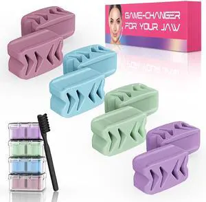 Jaw Exerciser for Women & Men, 4 Resistance Levels (8pcs) Jawline Shaper Exerciser, Jaw Trainer Double Chin Eliminator for Jawline Face Toning & Strengthening Jaw Exerciser for Women & Men, 4 Resistance Levels (8pcs) Jawline Shaper Exerciser, Jaw Trainer Double Chin Eliminator for Jawline Face Toning & Strengthening