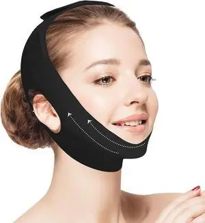 Jawline Shaper Chin Strap for Sleeping, Reusable V-Line Mask for Women Face Lifting Made w/Electric-Hot-Press Tech for Skin-Friendly & Breathable Cooling Fabric Jawline Shaper Chin Strap for Sleeping, Reusable V-Line Mask for Women Face Lifting Made w/Electric-Hot-Press Tech for Skin-Friendly & Breathable Cooling Fabric