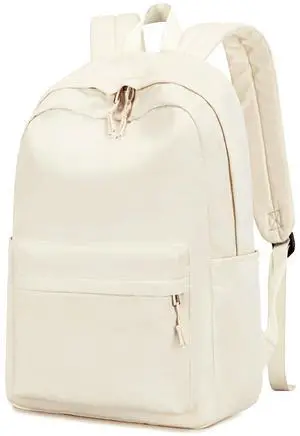 School Backpack for Teen Girls Women Laptop Backpack College Bookbags Middle School Travel Work Commuter Back Pack(Solid Beige) School Backpack for Teen Girls Women Laptop Backpack College Bookbags Middle School Travel Work Commuter Back Pack(Solid Beige)