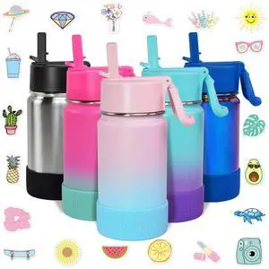 12 oz Kids Insulated Water Bottle for School with Straw Lid Leakproof and Cute Waterproof Stickers, Personalized Stainless Steel Thermos Flask Metal Water Bottle for Girls & Boys 12 oz Kids Insulated Water Bottle for School with Straw Lid Leakproof and Cute Waterproof Stickers, Personalized Stainless Steel Thermos Flask Metal Water Bottle for Girls & Boys