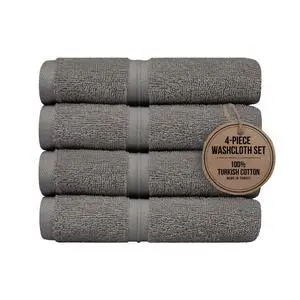 Quick Dry & Absorbent Wash Cloths Set of 4 (12" x 12") Hotel Quality, Versatile as, Washcloths for Your Face, Face Towel Set, Spa Towels, Hand Towels, Soft Wash Cloths -%100 Cotton - Gray Quick Dry & Absorbent Wash Cloths Set of 4 (12" x 12") Hotel Quality, Versatile as, Washcloths for Your Face, Face Towel Set, Spa Towels, Hand Towels, Soft Wash Cloths -%100 Cotton - Gray