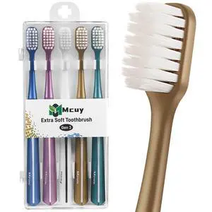 GentleClean Pro Extra Soft Toothbrushes for Adults - Super Ultra Soft Bristles Manual Tooth Brush for Sensitive Gums, 5 Pack GentleClean Pro Extra Soft Toothbrushes for Adults - Super Ultra Soft Bristles Manual Tooth Brush for Sensitive Gums, 5 Pack