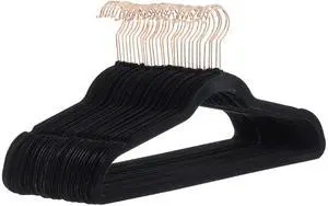 Slim Velvet Non-Slip Space Saving Sturdy Suit Clothes Hangers, Closet Organizer, Black/Rose Gold, 30-Pack Slim Velvet Non-Slip Space Saving Sturdy Suit Clothes Hangers, Closet Organizer, Black/Rose Gold, 30-Pack