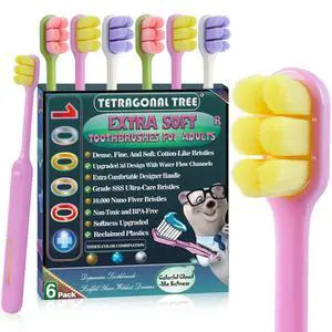 6 Count Ultra-Soft Toothbrush for Sensitive Gums 10,000 Extra-Gentle Bristles for Adults, Pregnancy, Braces & Elderly, Gum Care, Individually Wrapped with Travel Case (Colors May Vary) 6 Count Ultra-Soft Toothbrush for Sensitive Gums 10,000 Extra-Gentle Bristles for Adults, Pregnancy, Braces & Elderly, Gum Care, Individually Wrapped with Travel Case (Colors May Vary)