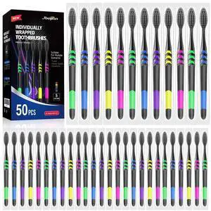 50 PCS Individually Wrapped Bulk Toothbrush Pack, Disposable Soft Bristle for Adult or Kid, Ergonomic Handle, Perfect for Travel, Hotel, Donation 50 PCS Individually Wrapped Bulk Toothbrush Pack, Disposable Soft Bristle for Adult or Kid, Ergonomic Handle, Perfect for Travel, Hotel, Donation
