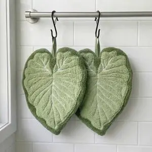 2 Pack Cute Leaf Shaped Hand Towel,Kitchen Hand Towels with Hanging Loops,Boho Bathroom Hand Towels,Soft and Fluffy,Super Absorbent,The Ideal Home AccessoryFresh Green Design 2 Pack Cute Leaf Shaped Hand Towel,Kitchen Hand Towels with Hanging Loops,Boho Bathroom Hand Towels,Soft and Fluffy,Super Absorbent,The Ideal Home AccessoryFresh Green Design