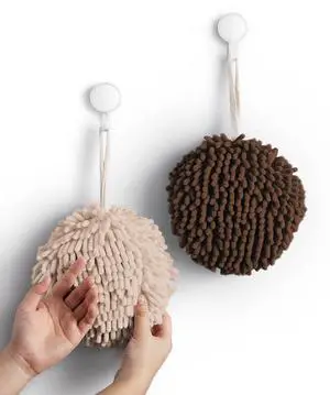 Fuzzy Ball Towel (Set of 2) Creamy and Brown - Dry Your Hand conveniently with This Creative Bath Towel Set Decorative Towels for Bathroom (Pack of 2) Fuzzy Ball Towel (Set of 2) Creamy and Brown - Dry Your Hand conveniently with This Creative Bath Towel Set Decorative Towels for Bathroom (Pack of 2)