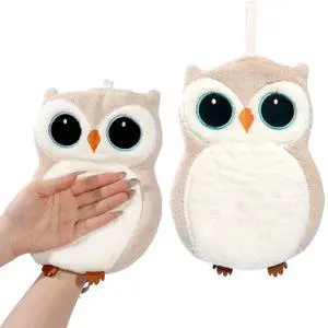 Owl Coral Fleece Wall Mounted Hand Towels 2 Pack, Off White Cute Decorative Hand Towels with Hanging Loop, Quick Dry High Absorbent Soft Towels for Bathroom Kitchen Farmhouse Decor Owl Coral Fleece Wall Mounted Hand Towels 2 Pack, Off White Cute Decorative Hand Towels with Hanging Loop, Quick Dry High Absorbent Soft Towels for Bathroom Kitchen Farmhouse Decor