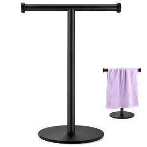 Hand Towel Holder, Matte Black Bathroom Towel Racks, Countertop Towel Stand, T-Shape Towel Holder for Bathroom Kitchen, Size 11" L x 6.7" W x 16.1" H Hand Towel Holder, Matte Black Bathroom Towel Racks, Countertop Towel Stand, T-Shape Towel Holder for Bathroom Kitchen, Size 11" L x 6.7" W x 16.1" H