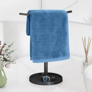 Hand Towel Holder, Stainless Steel Towel Holder Stand for Bathroom, Kitchen Countertop, T-Shaped Hand Towel Rack Stand, Black Hand Towel Holder, Stainless Steel Towel Holder Stand for Bathroom, Kitchen Countertop, T-Shaped Hand Towel Rack Stand, Black