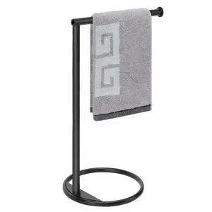 Hand Towel Holder Stand, Thicken Metal L Shape Hand Towel Rack, Small Towel Ring, Stable Standing Towel Bar for Bathroom Kitchen Vanity Countertop, 8 L 14 H (Matte Black, 1 Pack) Hand Towel Holder Stand, Thicken Metal L Shape Hand Towel Rack, Small Towel Ring, Stable Standing Towel Bar for Bathroom Kitchen Vanity Countertop, 8 L 14 H (Matte Black, 1 Pack)