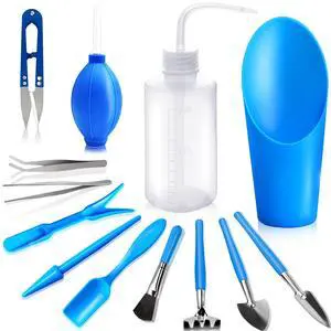 Succulent Tools, 13 Pcs Mini Garden Tool Set, Transplanting Tools Set,Succulent Care kit for Succulent Miniature Gardening Plant, Blue Succulent Tools, 13 Pcs Mini Garden Tool Set, Transplanting Tools Set,Succulent Care kit for Succulent Miniature Gardening Plant, Blue