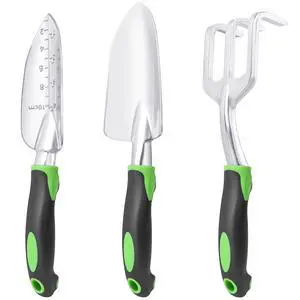 Garden Tools Set, 3 Pack Heavy Duty Gardening Tools Set Include Garden Shovel, Transplant Trowel and Hand Rake with Ergonomic Non-Slip Handle, Aluminum Alloy Lawn and Garden Hand Tools for Planting Garden Tools Set, 3 Pack Heavy Duty Gardening Tools Set Include Garden Shovel, Transplant Trowel and Hand Rake with Ergonomic Non-Slip Handle, Aluminum Alloy Lawn and Garden Hand Tools for Planting