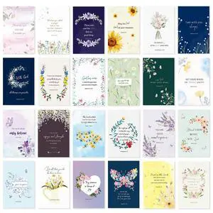 24 Pack Floral Christian Thinking of You Cards with Self-adhesive Envelopes, 4"x6" Boxed Blessing Religious Note Cards with Sentiments Inside, 24 Bible Verses, 24 Designs 24 Pack Floral Christian Thinking of You Cards with Self-adhesive Envelopes, 4"x6" Boxed Blessing Religious Note Cards with Sentiments Inside, 24 Bible Verses, 24 Designs