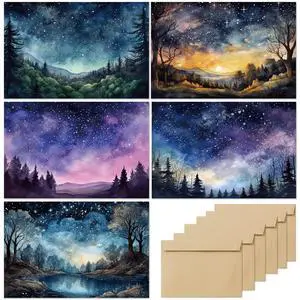 Blank Cards with Envelopes All Occasion,Watercolor Starry Night Sky Design Blank Greeting Cards 4x6,20Pack -Blank Greeting Cards,Note Cards with Matching Peel-and-Seal Rustic Envelopes Blank Cards with Envelopes All Occasion,Watercolor Starry Night Sky Design Blank Greeting Cards 4x6,20Pack -Blank Greeting Cards,Note Cards with Matching Peel-and-Seal Rustic Envelopes