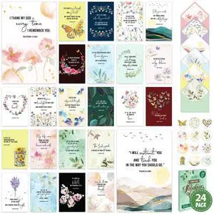 24 Pack Gold Foil 4x6in Assorted Christian Thinking of You Cards Religious with Envelopes & Stickers, 24 Floral Designs for Friends, Family & Loved Ones, Printed Message - Gifting, Mailing 24 Pack Gold Foil 4x6in Assorted Christian Thinking of You Cards Religious with Envelopes & Stickers, 24 Floral Designs for Friends, Family & Loved Ones, Printed Message - Gifting, Mailing