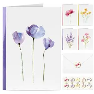 Blank Cards and Envelopes, 30 Pack Blank Greeting Cards, Elegant Blank Note, Perfect Bulk Stationary Set For All Occasions, 5 Assorted Floral Designs, 4" x 6" Blank Cards and Envelopes, 30 Pack Blank Greeting Cards, Elegant Blank Note, Perfect Bulk Stationary Set For All Occasions, 5 Assorted Floral Designs, 4" x 6"