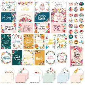 24 Pack 6x4in Floral Assorted Thinking of You Cards with Envelopes and Stickers, 24 Unique Designs for Friends, Family and Loved Ones with Printed Message, Thoughtful Gifting, Mailing 24 Pack 6x4in Floral Assorted Thinking of You Cards with Envelopes and Stickers, 24 Unique Designs for Friends, Family and Loved Ones with Printed Message, Thoughtful Gifting, Mailing