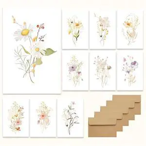 Blank Cards, Blank Greeting Cards 4x6, 20 Count - Elegant Floral Design Blank Greeting Cards, Note Cards with Matching Peel Sealed Rustic Envelope Blank Cards, Blank Greeting Cards 4x6, 20 Count - Elegant Floral Design Blank Greeting Cards, Note Cards with Matching Peel Sealed Rustic Envelope