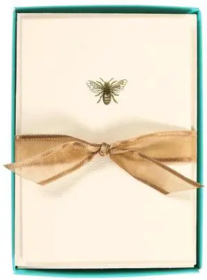 Bee La Petite Presse Boxed Notecards - 10 Embellished Gold Foil Blank Cards with Matching Envelopes and Storage Box, 3.25" x 4.75" Bee La Petite Presse Boxed Notecards - 10 Embellished Gold Foil Blank Cards with Matching Envelopes and Storage Box, 3.25" x 4.75"