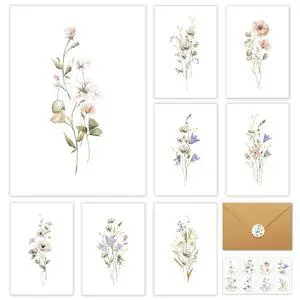 Blank Cards and Envelopes with Stickers, 32 Pack, 4×6 Blank Cards and Envelopes with Stickers, 32 Pack, 4×6