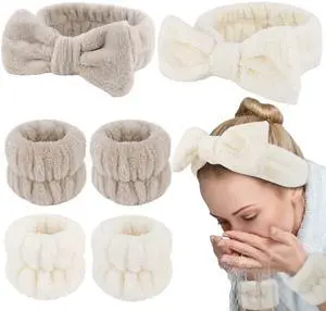 6PCS Spa Headband and Wristbands Set, Face Wash Headband Wrist Bands for Washing Face Makeup Skincare Hair Band Skin Care Accessories Tools 6PCS Spa Headband and Wristbands Set, Face Wash Headband Wrist Bands for Washing Face Makeup Skincare Hair Band Skin Care Accessories Tools