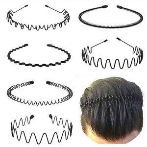 Metal Headbands for Men Fashion Headband for Women, Unisex Wavy Hair Bands Outdoor Sports Head Bands Simple Elastic Non-Slip Hair Accessories (6 Pack) Metal Headbands for Men Fashion Headband for Women, Unisex Wavy Hair Bands Outdoor Sports Head Bands Simple Elastic Non-Slip Hair Accessories (6 Pack)