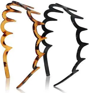 2026 Zigzag Headbands for Women, 2-Pack U-Shaped Hair Comb Headbands, Non-Slip Slick-Back Hair Accessories, Black & Tortoise Recycled Plastic, Teeth Hairband for Everyday Styling & Workout 2026 Zigzag Headbands for Women, 2-Pack U-Shaped Hair Comb Headbands, Non-Slip Slick-Back Hair Accessories, Black & Tortoise Recycled Plastic, Teeth Hairband for Everyday Styling & Workout