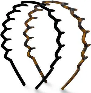 Zig Zag Headbands for Women Fashion Accessories for Slicked Back Styles - Comfortable Wavy Headbands | Comb Headband with Teeth - Black and Tortoise - 2 pcs Zig Zag Headbands for Women Fashion Accessories for Slicked Back Styles - Comfortable Wavy Headbands | Comb Headband with Teeth - Black and Tortoise - 2 pcs