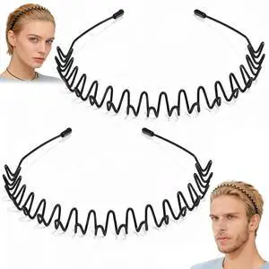 2 Pcs Metal Hair Band, Fashion Wavy Spring Metal Headband for Men & Women, Elastic Non Slip Metals Hairband for Daily Use Outdoor Sports Hair Hoop Hairs Accessories 2 Pcs Metal Hair Band, Fashion Wavy Spring Metal Headband for Men & Women, Elastic Non Slip Metals Hairband for Daily Use Outdoor Sports Hair Hoop Hairs Accessories