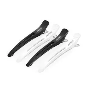 4pcs Professional Hair Clips for Styling Sectioning, Non Slip No-Trace Duckbill Hair Clips w/Silicone Band, Salon and Home Hair Cutting Clips for Hairdresser, Women, Men - White & Black 4.3 4pcs Professional Hair Clips for Styling Sectioning, Non Slip No-Trace Duckbill Hair Clips w/Silicone Band, Salon and Home Hair Cutting Clips for Hairdresser, Women, Men - White & Black 4.3