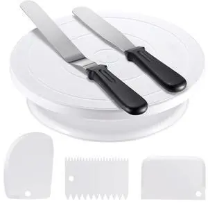 Cake Decorating Kit Baking Supplies Set Cake Turntable with 2 Frosting Straight Angled Spatula 3 Icing Smoother Scrapers Baking Accessories Tools for Beginners and Pros, Mother's Day, White Cake Decorating Kit Baking Supplies Set Cake Turntable with 2 Frosting Straight Angled Spatula 3 Icing Smoother Scrapers Baking Accessories Tools for Beginners and Pros, Mother's Day, White