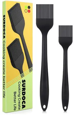 Silicone Pastry Basting Brush - 2Pcs 10 + 8 in Heat Resistant Brush for Baking Cooking Food, BPA Free Kitchen Brush for Sauce Butter Oil, Stainless Steel Core Design for Barbecue BBQ Grilling Silicone Pastry Basting Brush - 2Pcs 10 + 8 in Heat Resistant Brush for Baking Cooking Food, BPA Free Kitchen Brush for Sauce Butter Oil, Stainless Steel Core Design for Barbecue BBQ Grilling