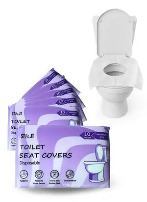 Disposable Toilet Seat Covers (50 Pack) XL Flushable & Biodegradable Toilet Seat Cover for Travel, Airplane, Camping & Public Restrooms | Adults & Kids Disposable Toilet Seat Covers (50 Pack) XL Flushable & Biodegradable Toilet Seat Cover for Travel, Airplane, Camping & Public Restrooms | Adults & Kids