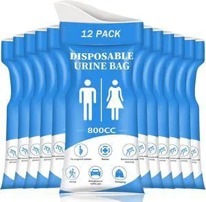 Disposable Urine Bags for Women/Men, 12 Pack for Travel, Camping, Car Trip Disposable Urine Bags for Women/Men, 12 Pack for Travel, Camping, Car Trip