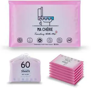 Disposable Toilet Seat Covers, 60 Sheets (6 Packs x 10), Extra Large, Flushable, Travel & Family Friendly Disposable Toilet Seat Covers, 60 Sheets (6 Packs x 10), Extra Large, Flushable, Travel & Family Friendly