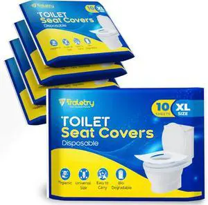 Toilet Seat Covers Disposable Flushable Travel Pack of 50, XL Biodegradable Paper Toilet Seat Covers for Adults & Kids, Public Restroom, Airplane & Camping Travel Essentials Toilet Seat Covers Disposable Flushable Travel Pack of 50, XL Biodegradable Paper Toilet Seat Covers for Adults & Kids, Public Restroom, Airplane & Camping Travel Essentials