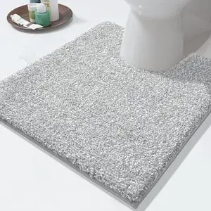Toilet Rugs U Shaped Washable, Soft Absorbent Microfiber Bathroom Rugs, Non Slip Quick Drying Shaggy Bath Mat,Contour Bathroom Mats for Toilet Base, Home Essentials,24x20,Grey and White Toilet Rugs U Shaped Washable, Soft Absorbent Microfiber Bathroom Rugs, Non Slip Quick Drying Shaggy Bath Mat,Contour Bathroom Mats for Toilet Base, Home Essentials,24x20,Grey and White