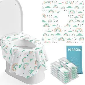 30 Pcs Toilet Seat Covers Disposable for Toddlers & Adults, Extra Large Waterproof, Portable Package for Travel, Kids Potty Training 30 Pcs Toilet Seat Covers Disposable for Toddlers & Adults, Extra Large Waterproof, Portable Package for Travel, Kids Potty Training
