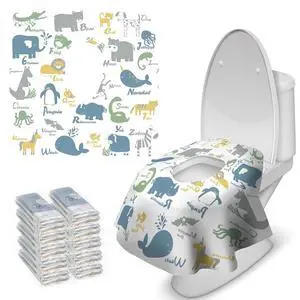 20 Pcs Toilet Seat Covers Disposable for Toddlers & Adults, Extra Large Waterproof, Portable Package for Travel, Kids Potty Training 20 Pcs Toilet Seat Covers Disposable for Toddlers & Adults, Extra Large Waterproof, Portable Package for Travel, Kids Potty Training